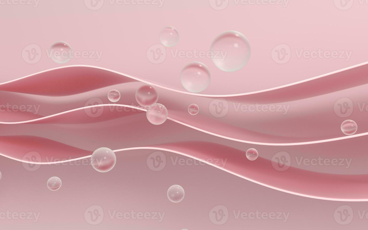 Curved pink geometry with balls, 3d rendering. photo