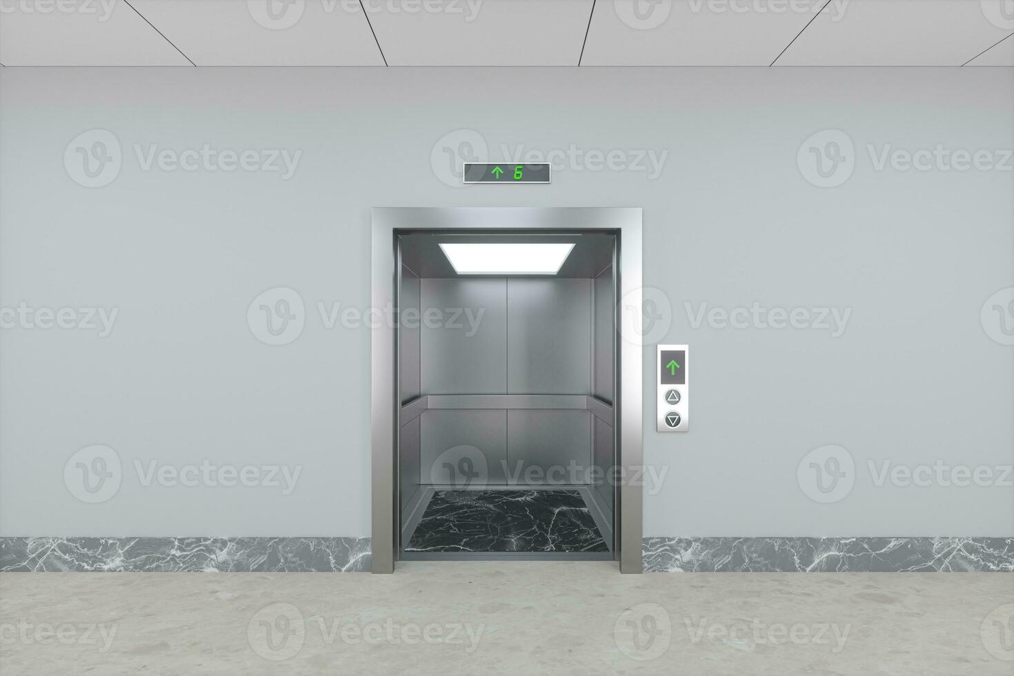 The elevator in the corridor, 3d rendering. photo