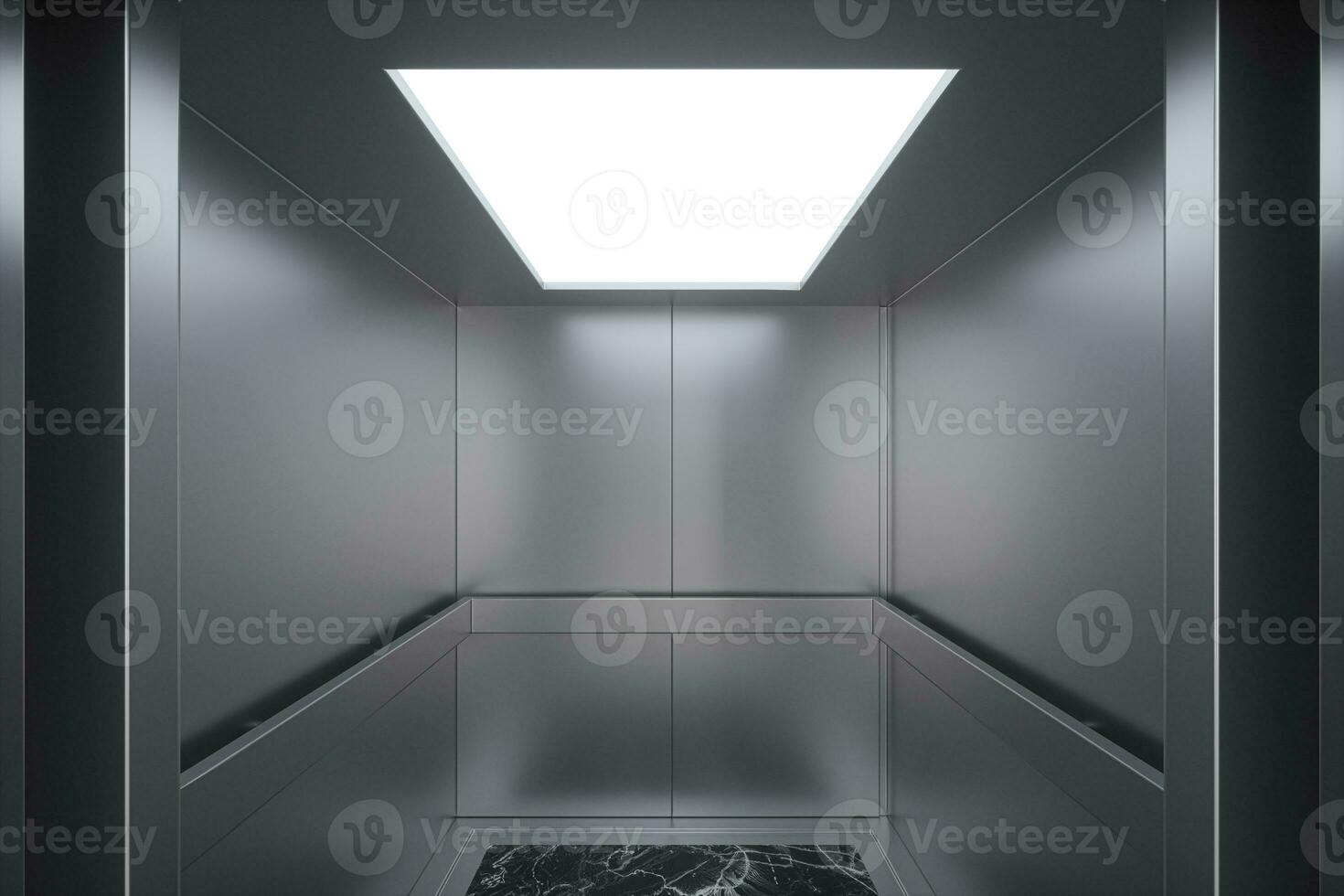 el ascensor en el corredor, 3d representación. foto