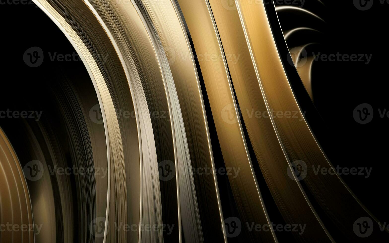 Metal curve geometry with dark background, 3d rendering. photo