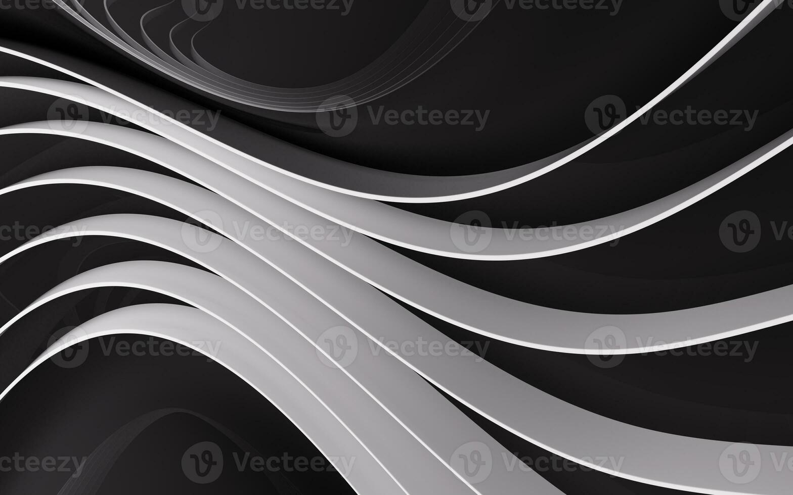 Metal curve geometry with dark background, 3d rendering. photo