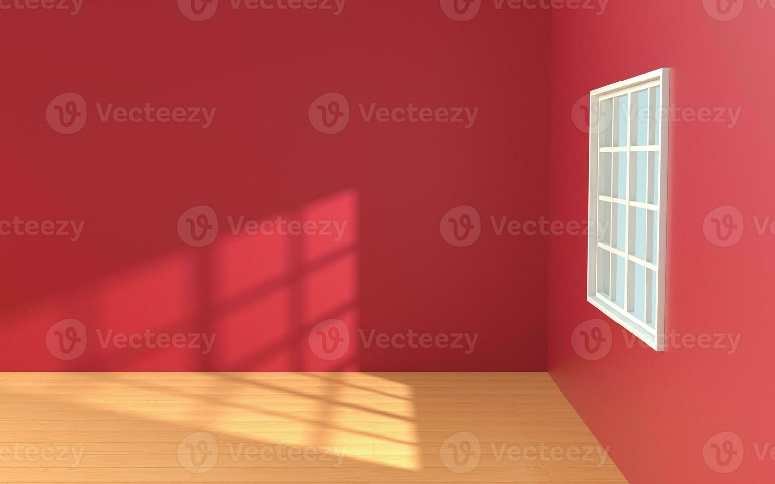 Empty room with floorboard, interior background, 3d rendering. photo