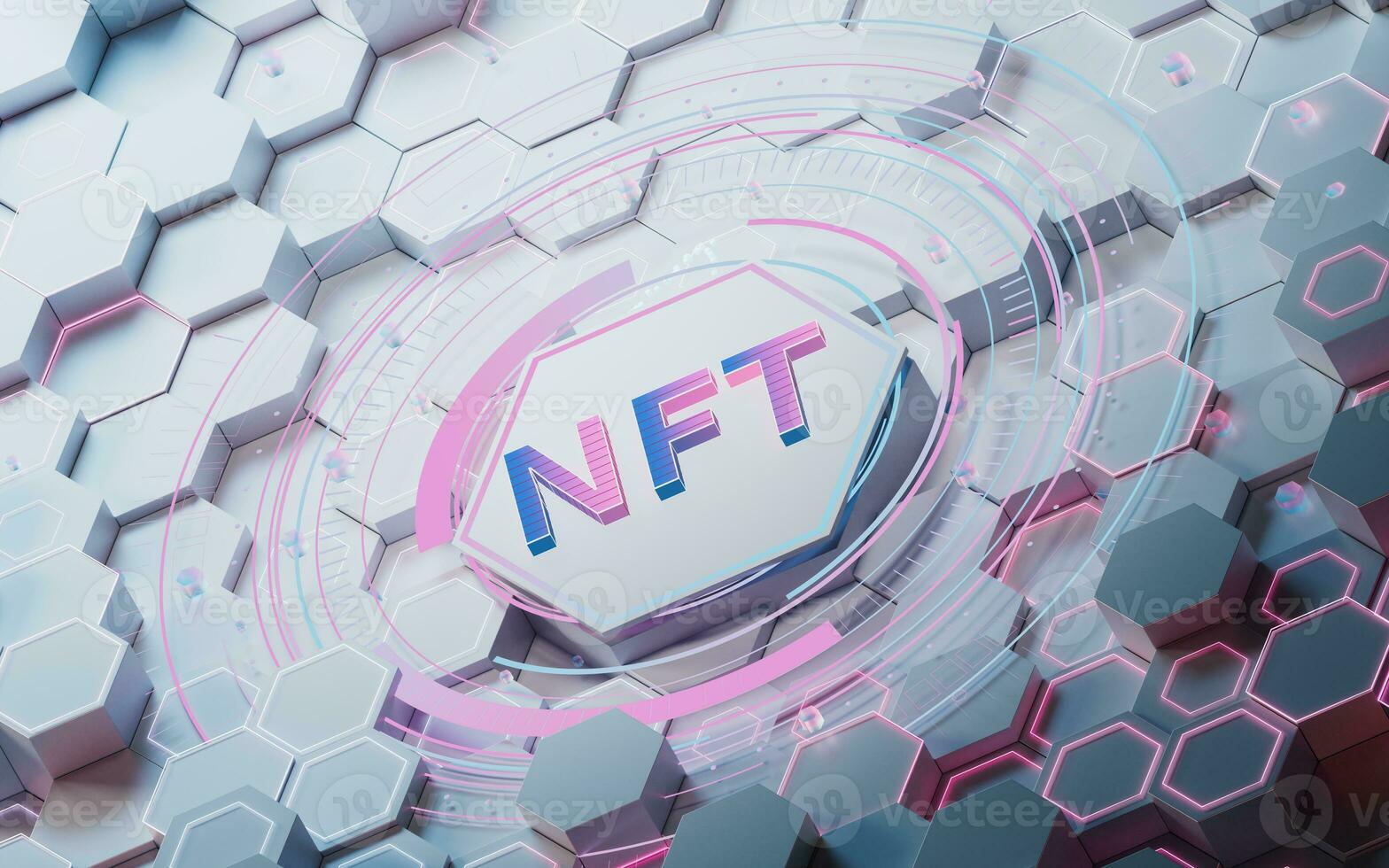 The concept of NFT, 3d rendering. photo