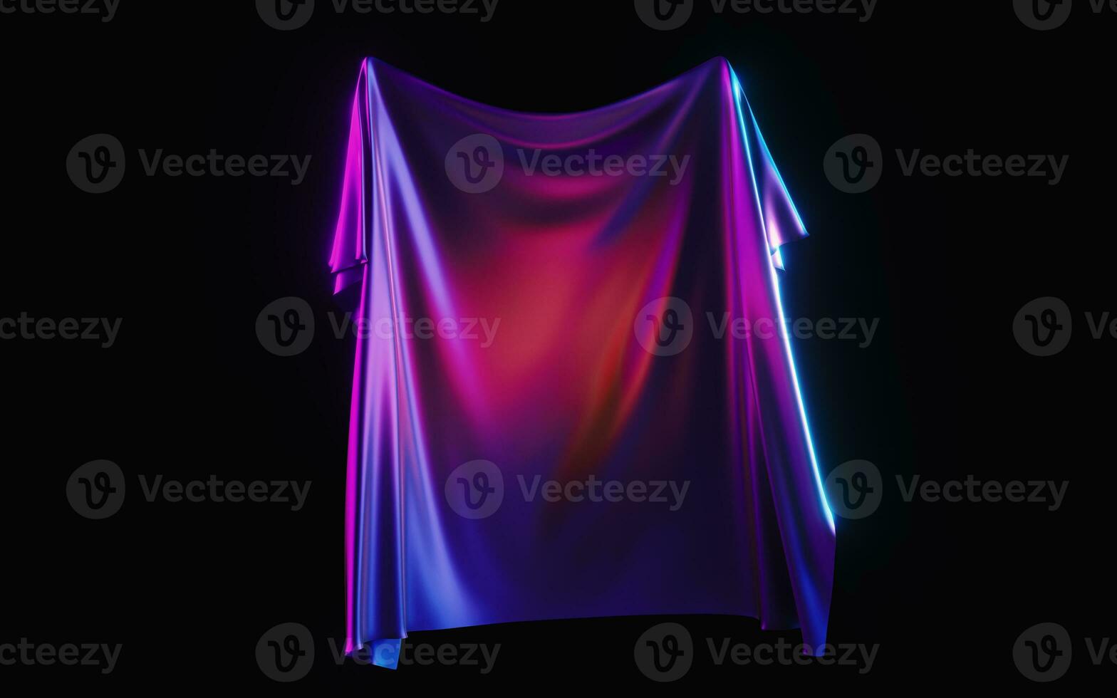 Flowing cloth with black background, 3d rendering. photo