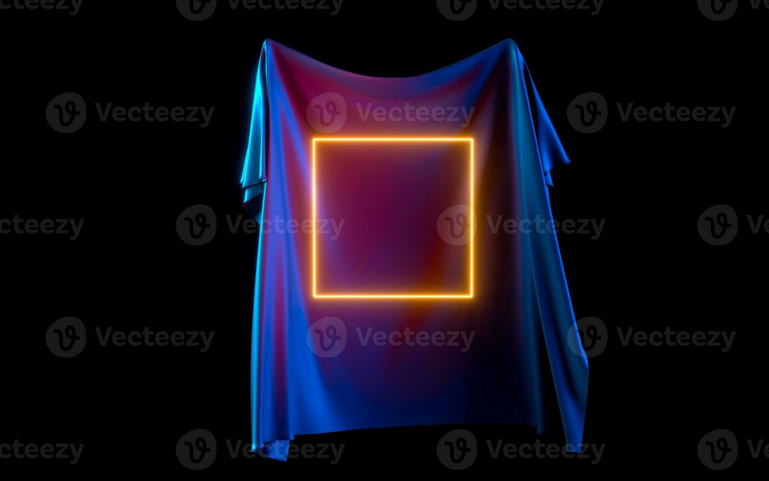Flowing cloth with black background, 3d rendering. photo