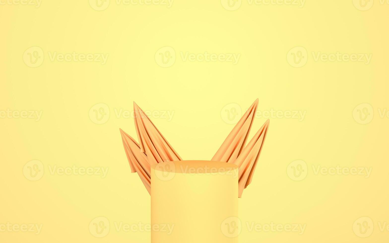 Flowing cloth with yellow background, 3d rendering. photo