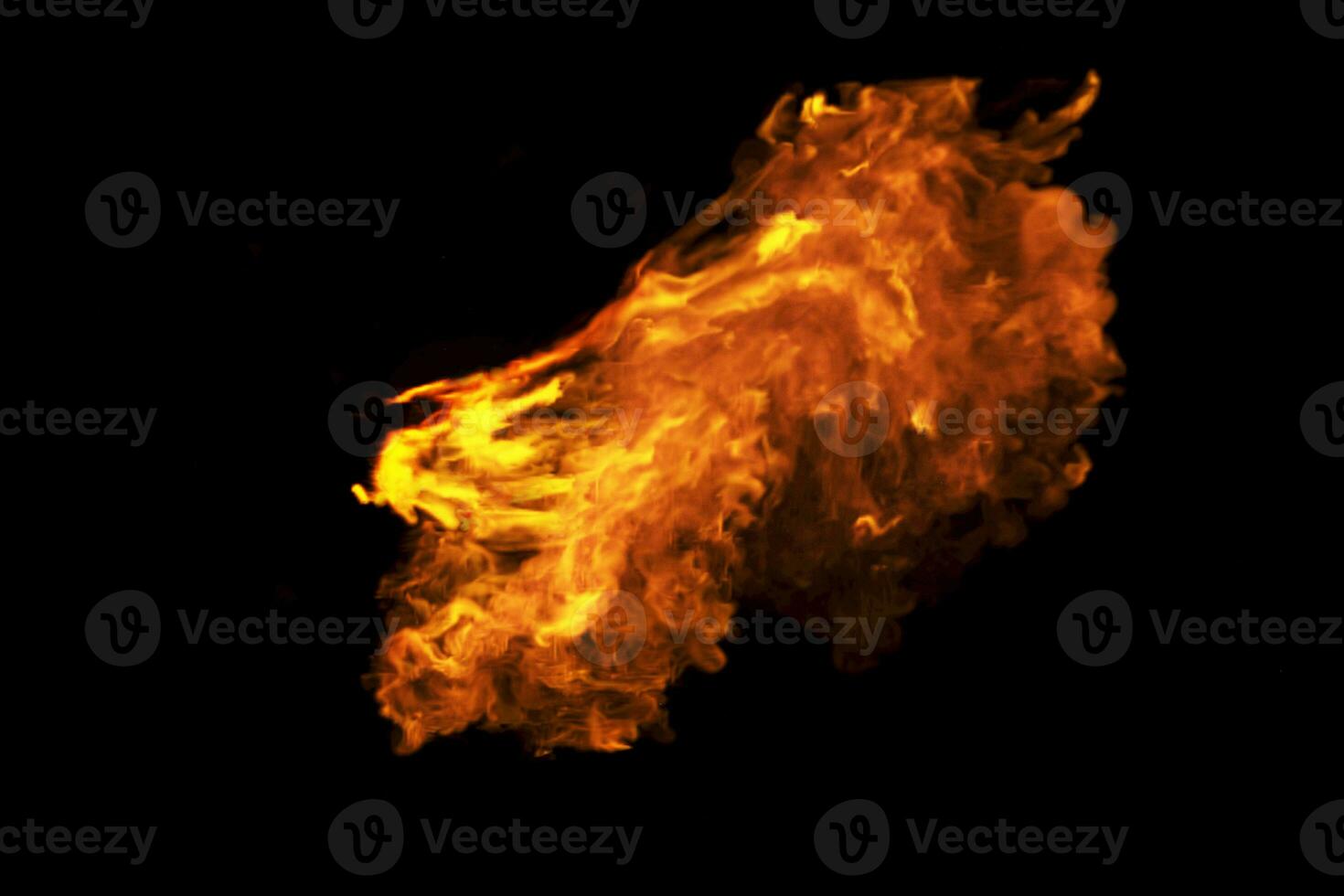 Burning flame with dark background, 3d rendering. photo