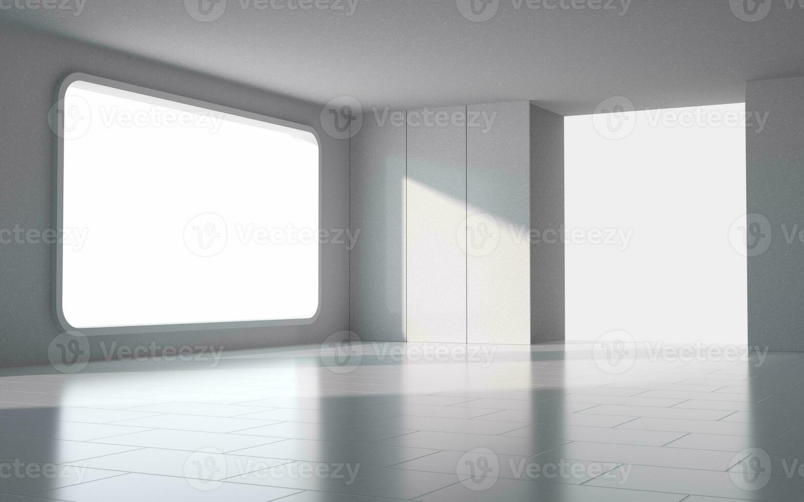 Empty room and blank wall, 3d rendering. photo