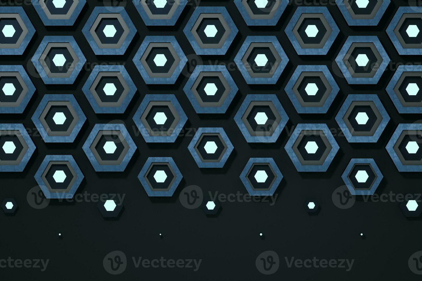 Metal hexagon background, sci-fi pattern, 3d rendering. photo