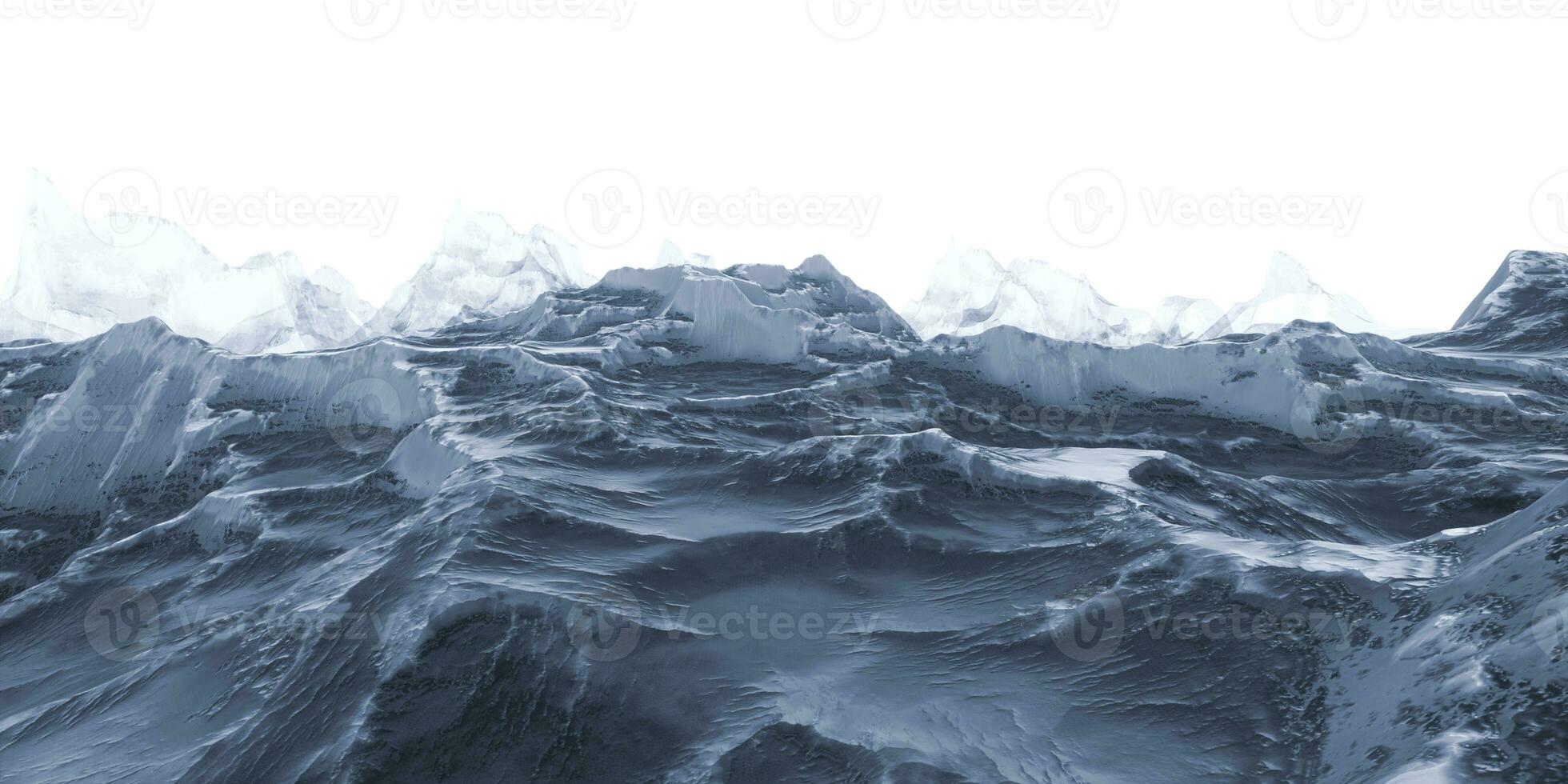 China ink painting style of mountains, 3d rendering. photo