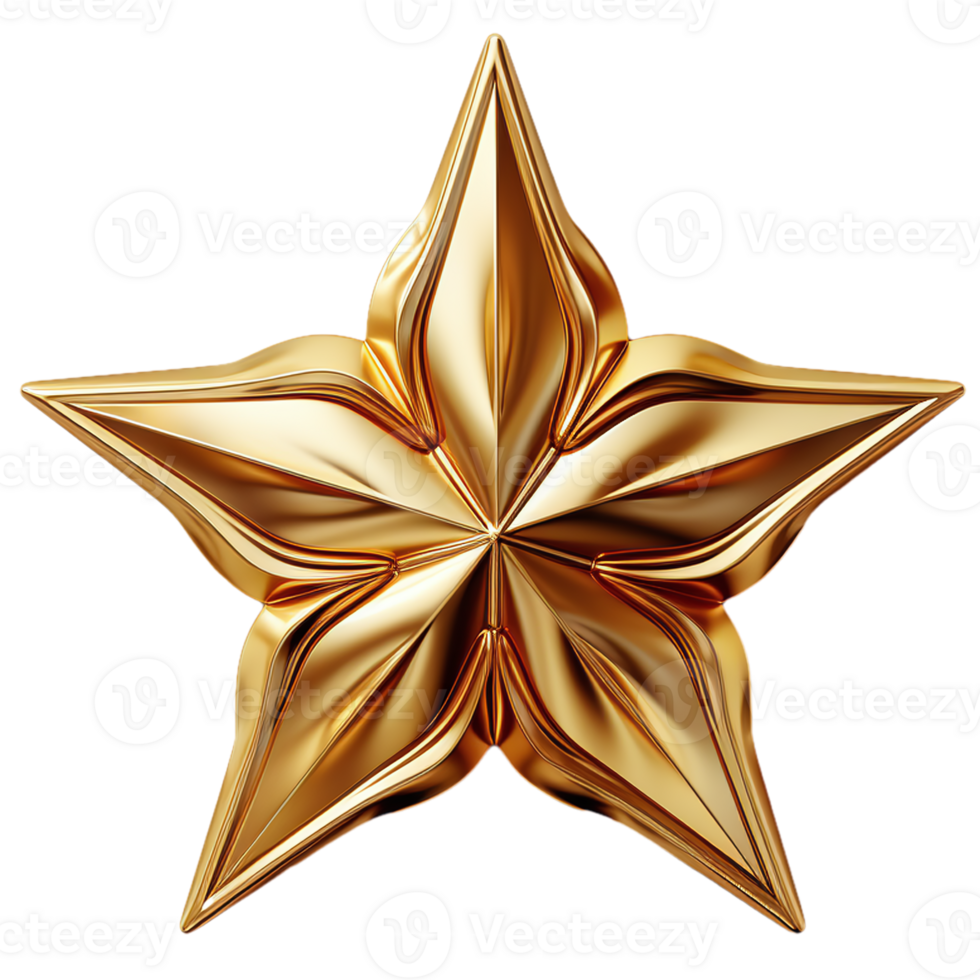 Glossy golden star isolated on transparent background. AI Generative png