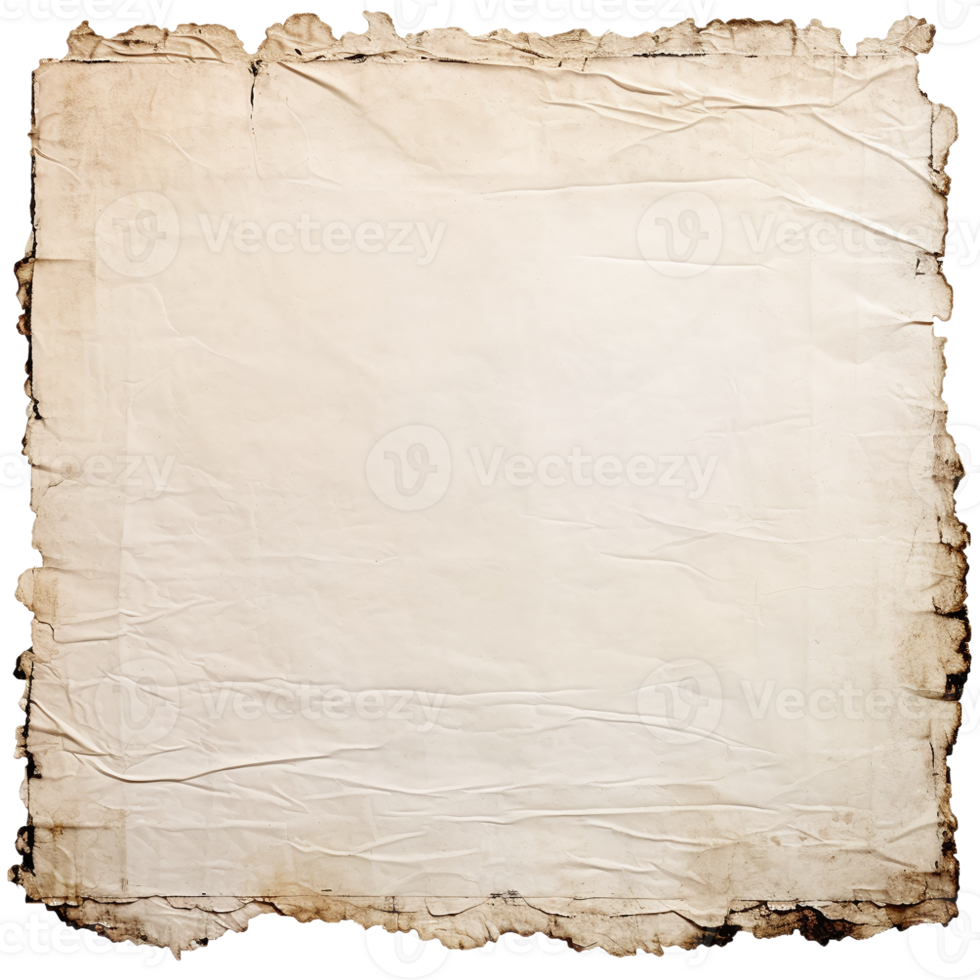 Old paper sheet isolated on transparent background. png
