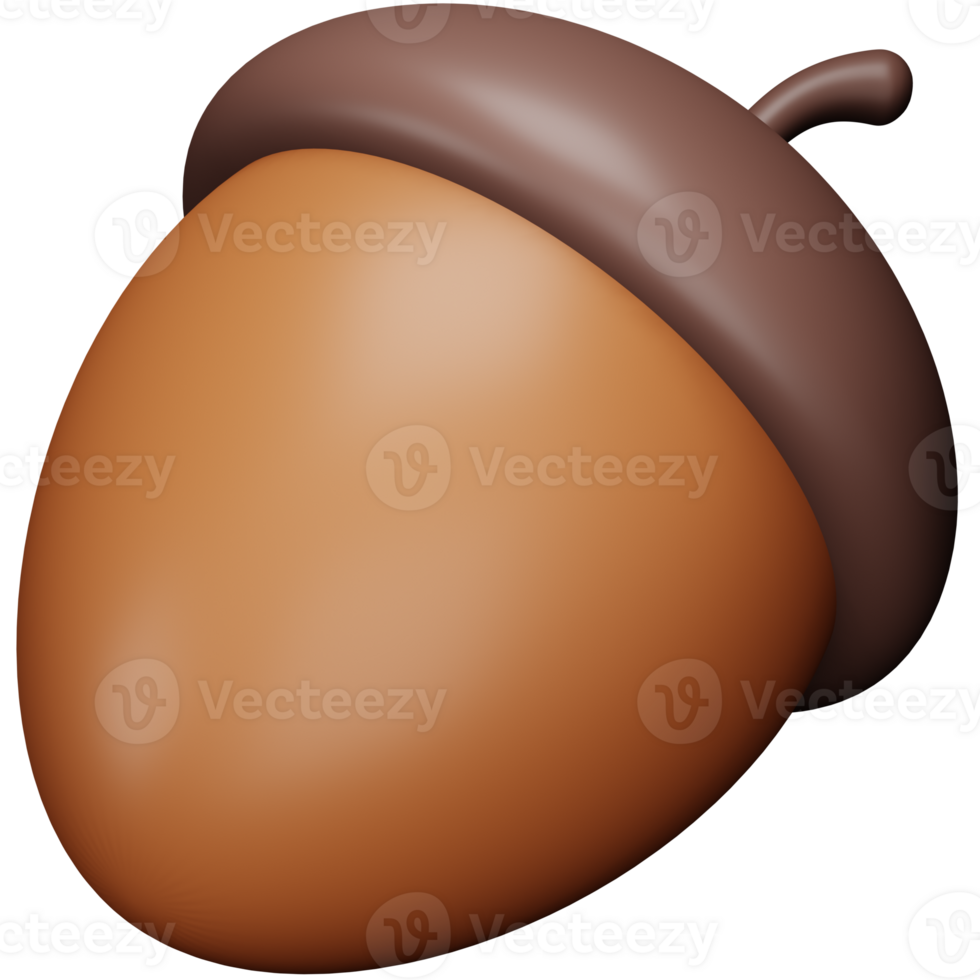 Acorn 3d rendering isometric icon. png