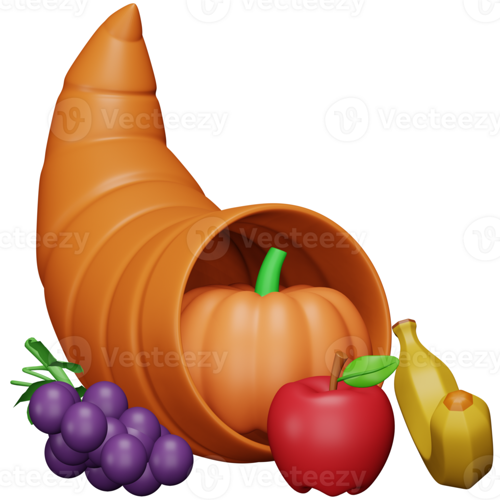 Cornucopia 3d rendering isometric icon. png