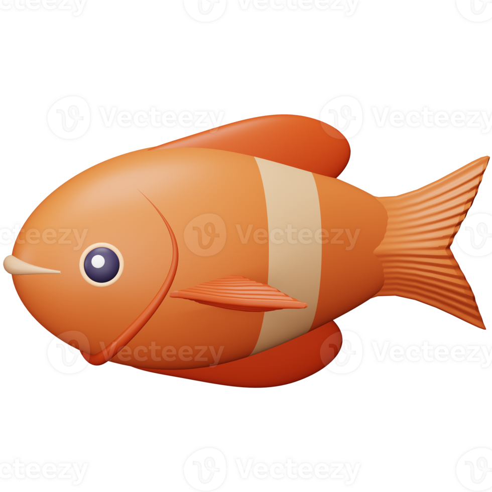 Fish 3d rendering isometric icon. png