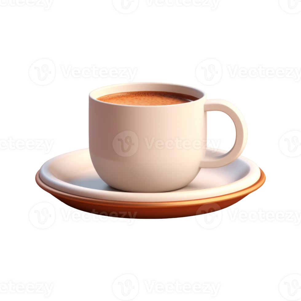 Coffee cup illustration created using 3D techniques and minimal design. png