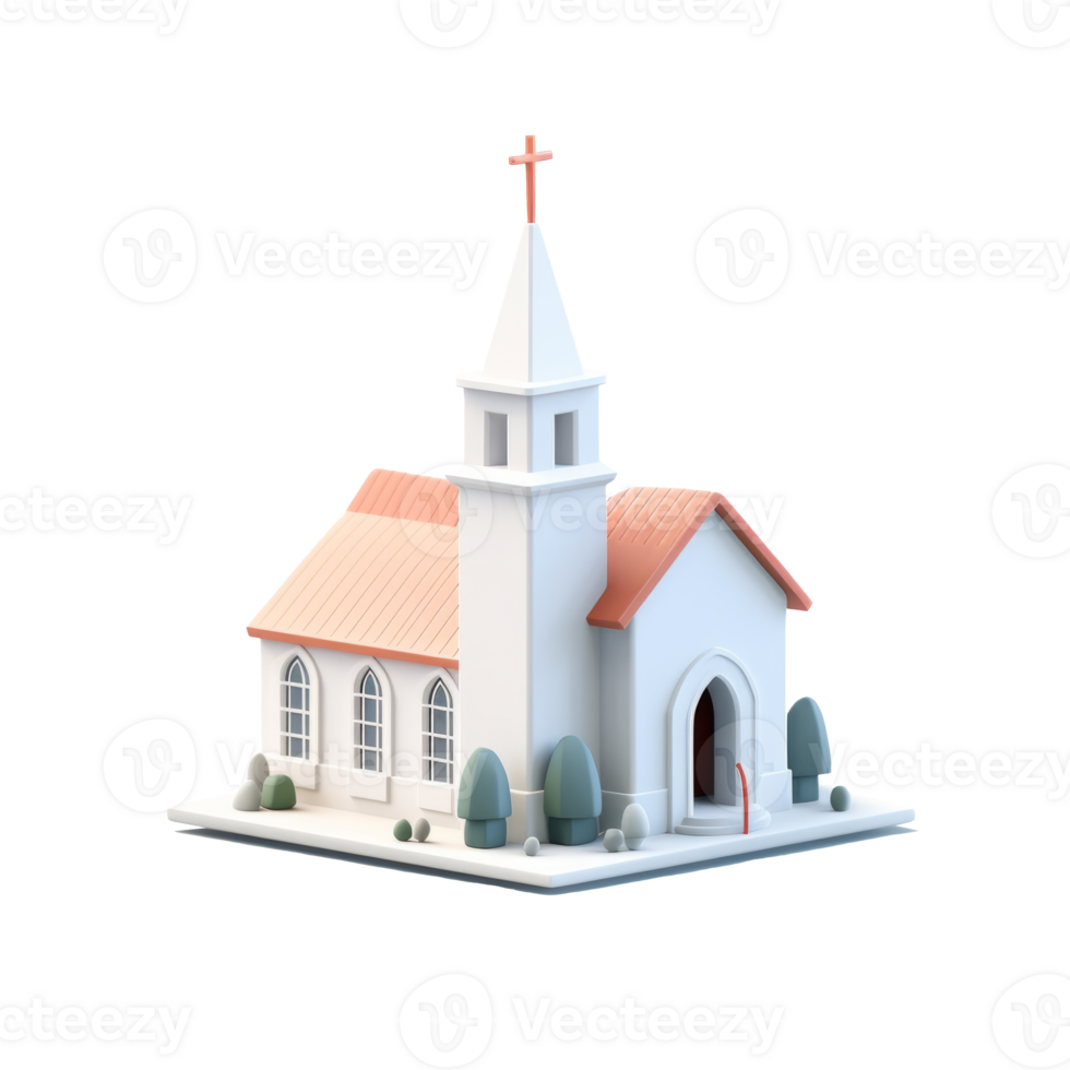 Iglesia volantes en 3d forma, un básico ilustración simbolizando un anuncio o evento. png