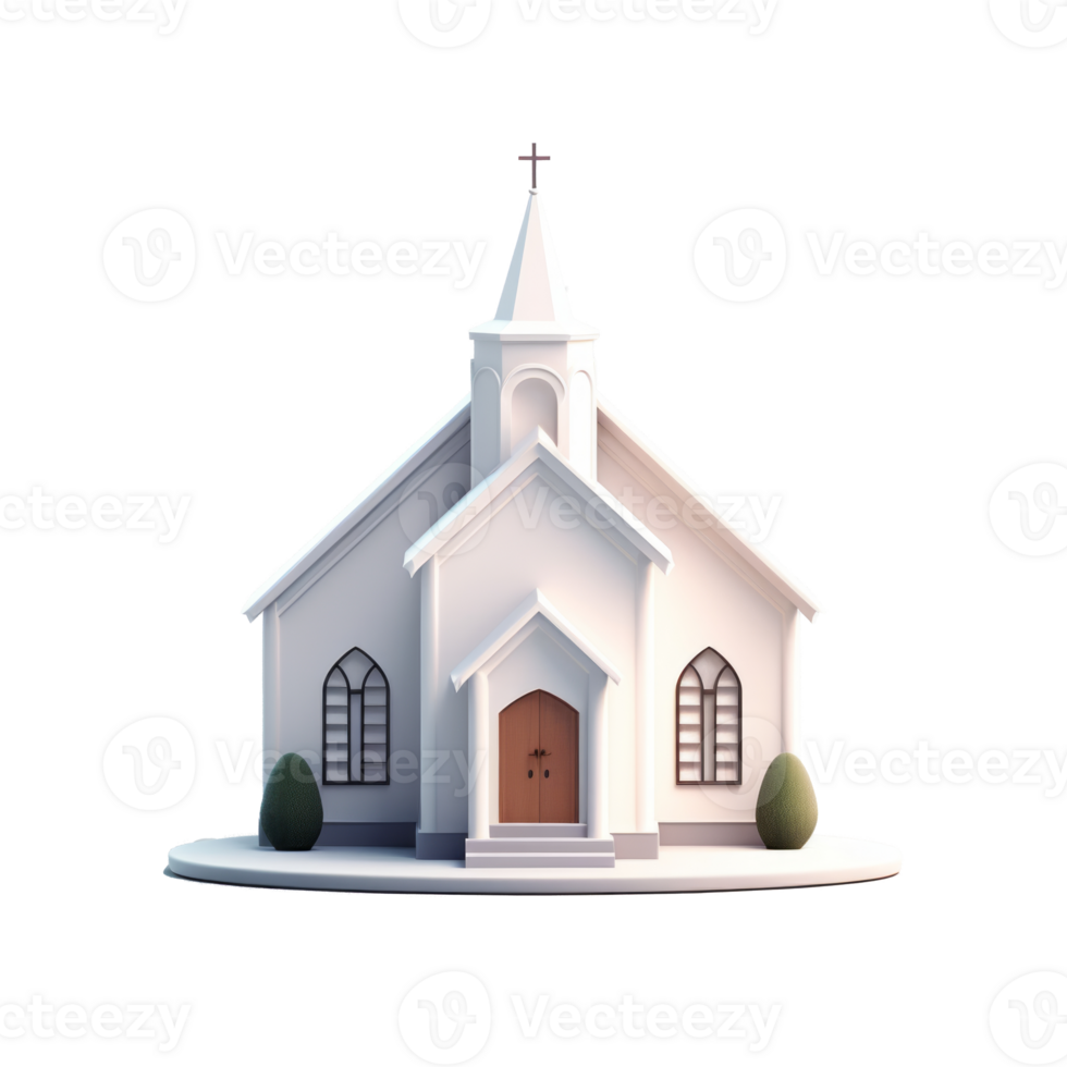 Church flyer design features a simple 3D church symbol. png