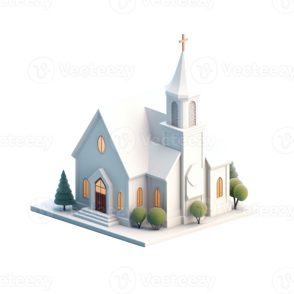 Kirche Flyer gezeigt im ein 3d minimalistisch Stil, perfekt zum fördern Kirche Aktivitäten. png