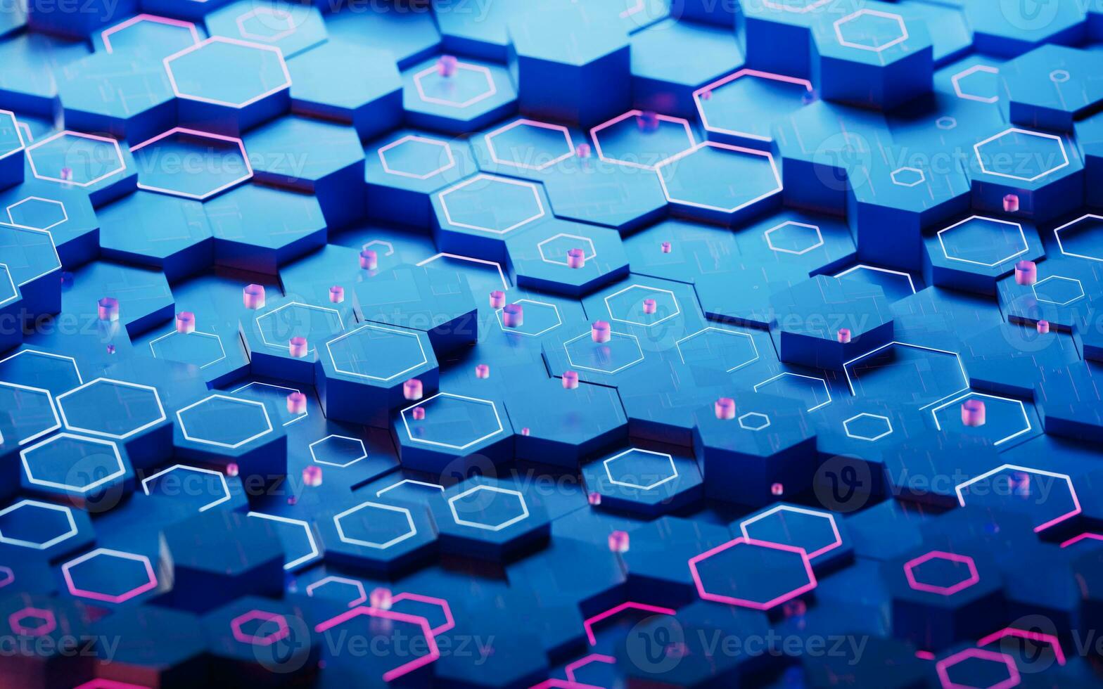 Hexagonal scientific and technological materials, 3d rendering. photo