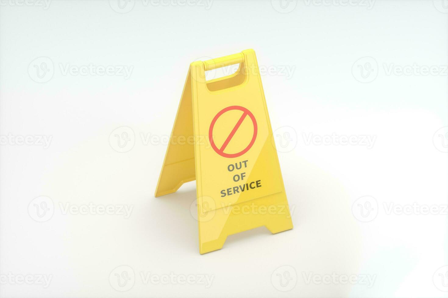 Yellow floor sign with out of service on it, 3d rendering photo