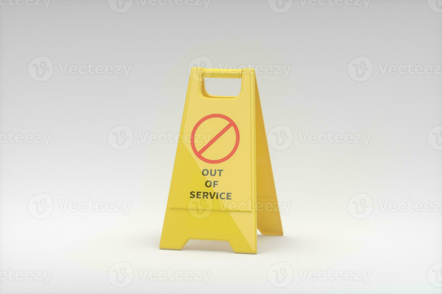 Yellow floor sign with out of service on it, 3d rendering photo