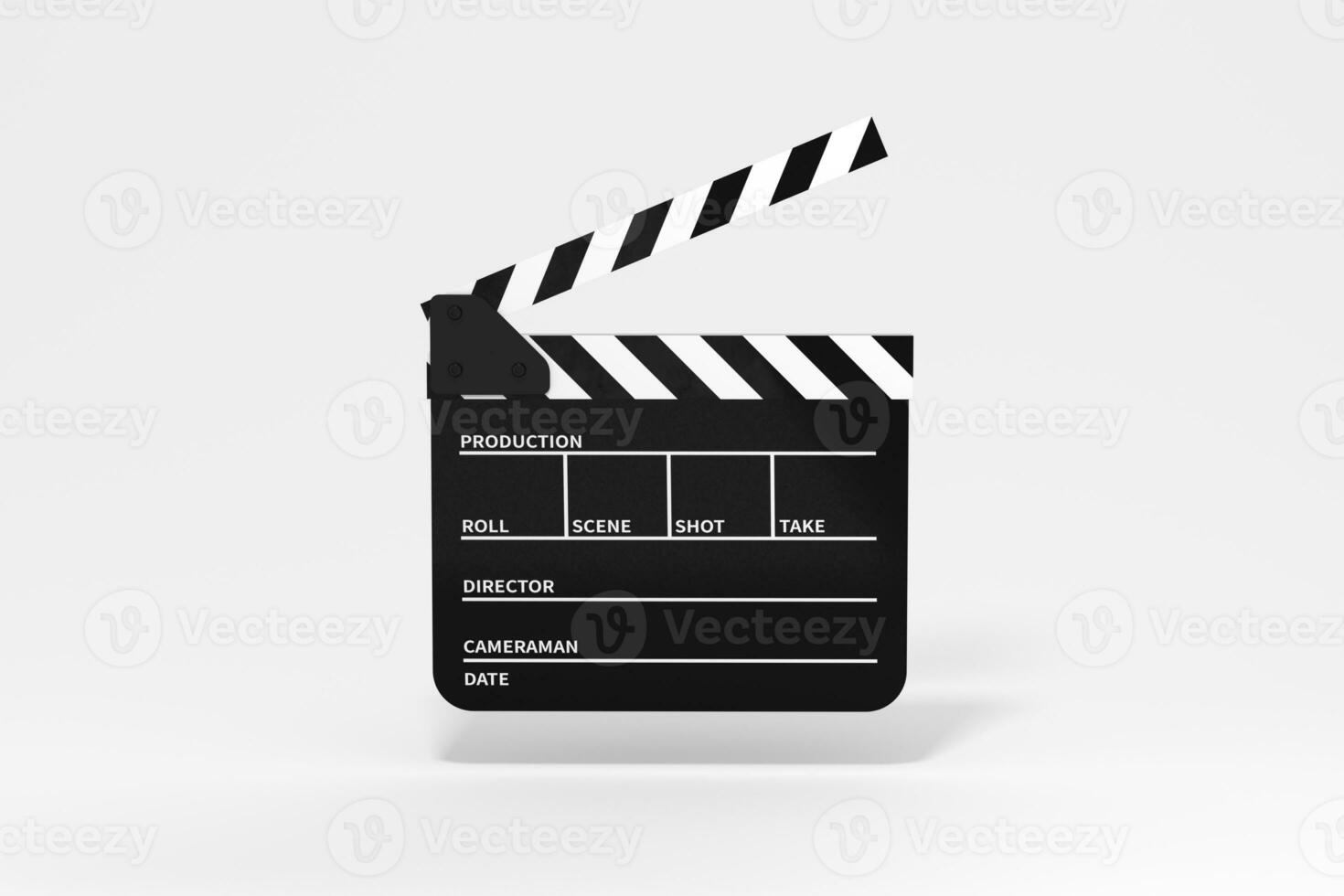 Clapper board with white background, 3d rendering. photo