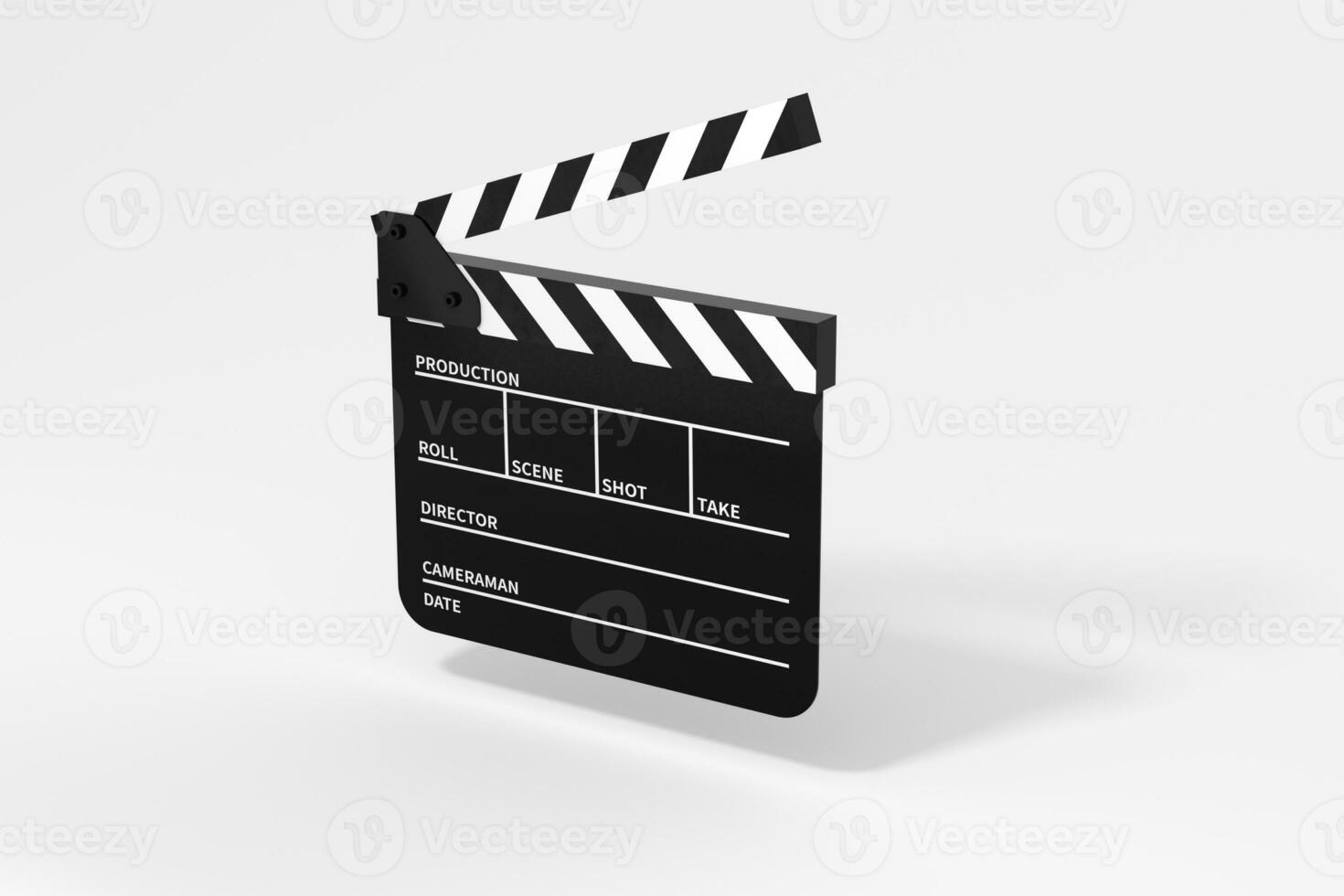 Clapper board with white background, 3d rendering. photo