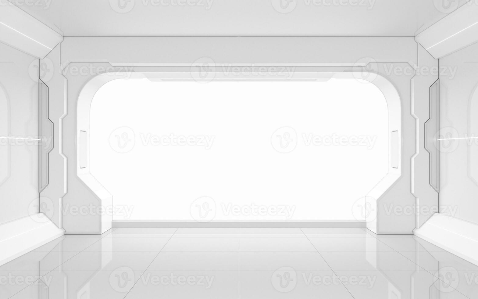 blanco vacío futurista habitación, 3d representación. foto