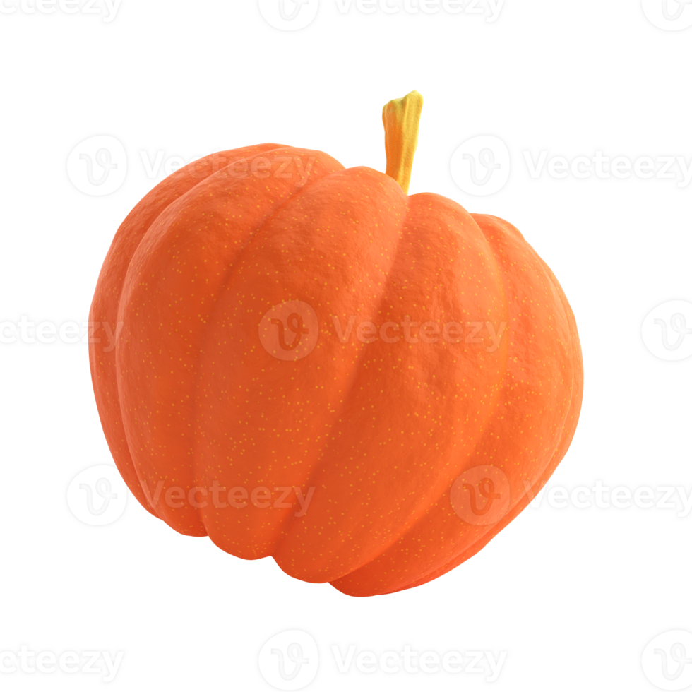 3d orange realistic pumpkin rendering icon in cartoon style. Design element for Thanksgiving Day autumn holiday. illustration isolated transparent png