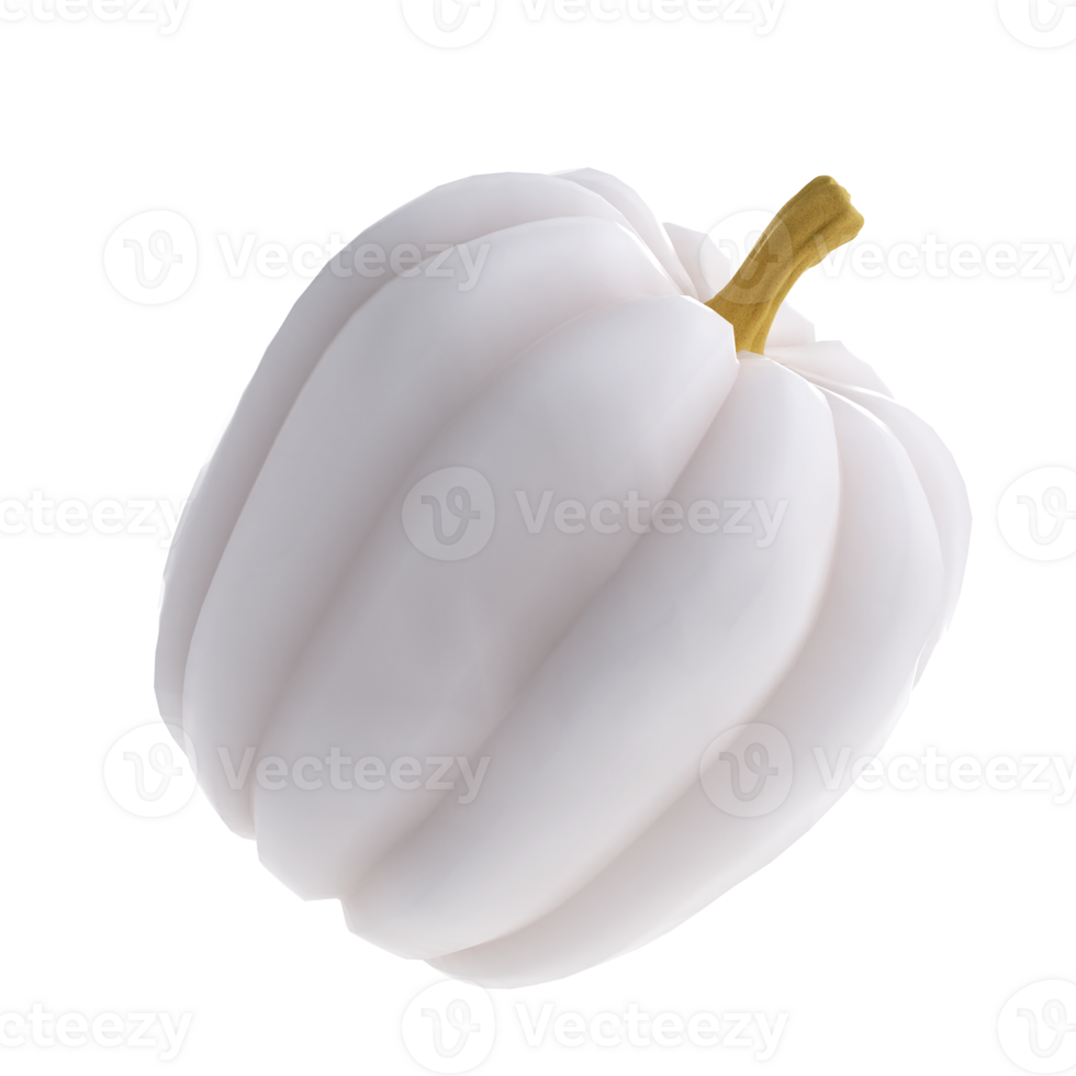 3d white realistic pumpkin rendering icon in cartoon style. Design element for Thanksgiving Day holiday autumn. illustration isolated transparent png
