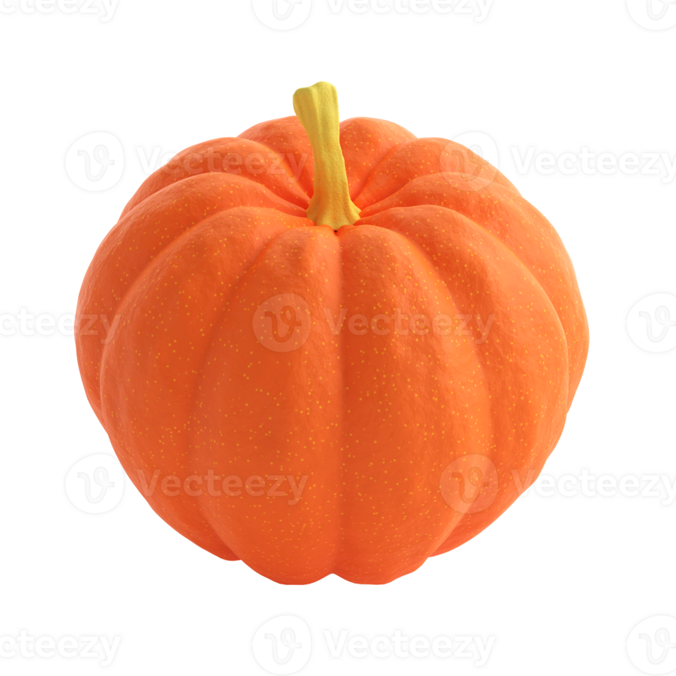3d orange realistic pumpkin rendering icon in cartoon style. Design element for Thanksgiving Day autumn holiday. illustration isolated transparent png