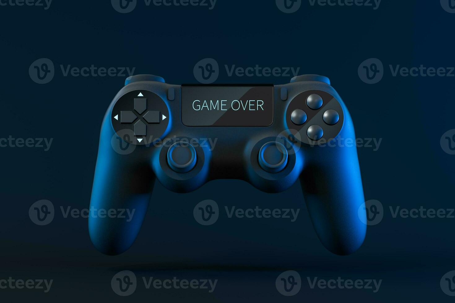 Game pad with game over on the screen, 3d rendering. photo