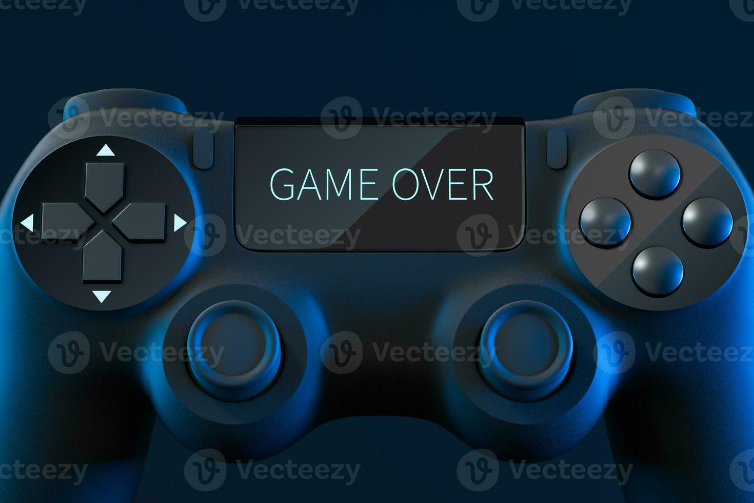 Game pad with game over on the screen, 3d rendering. photo