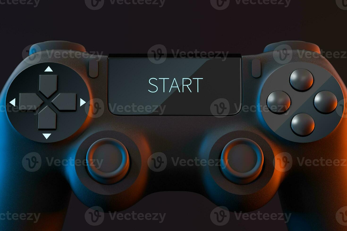 Game pad with START on the screen, 3d rendering. photo