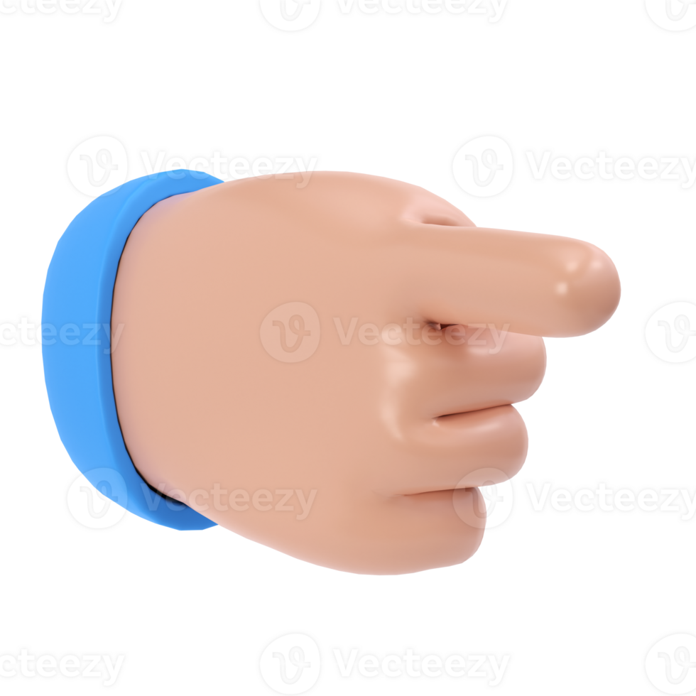 3d hand icon show push one finger forefinger counting illustration. Cartoon character. Business clip art isolated transparent png