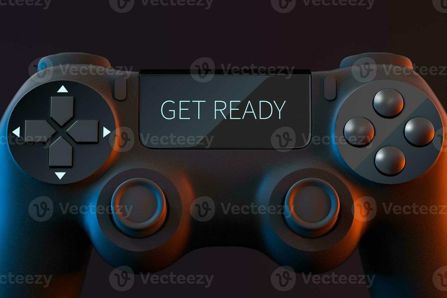 Game pad with GET READY on the screen, 3d rendering. photo