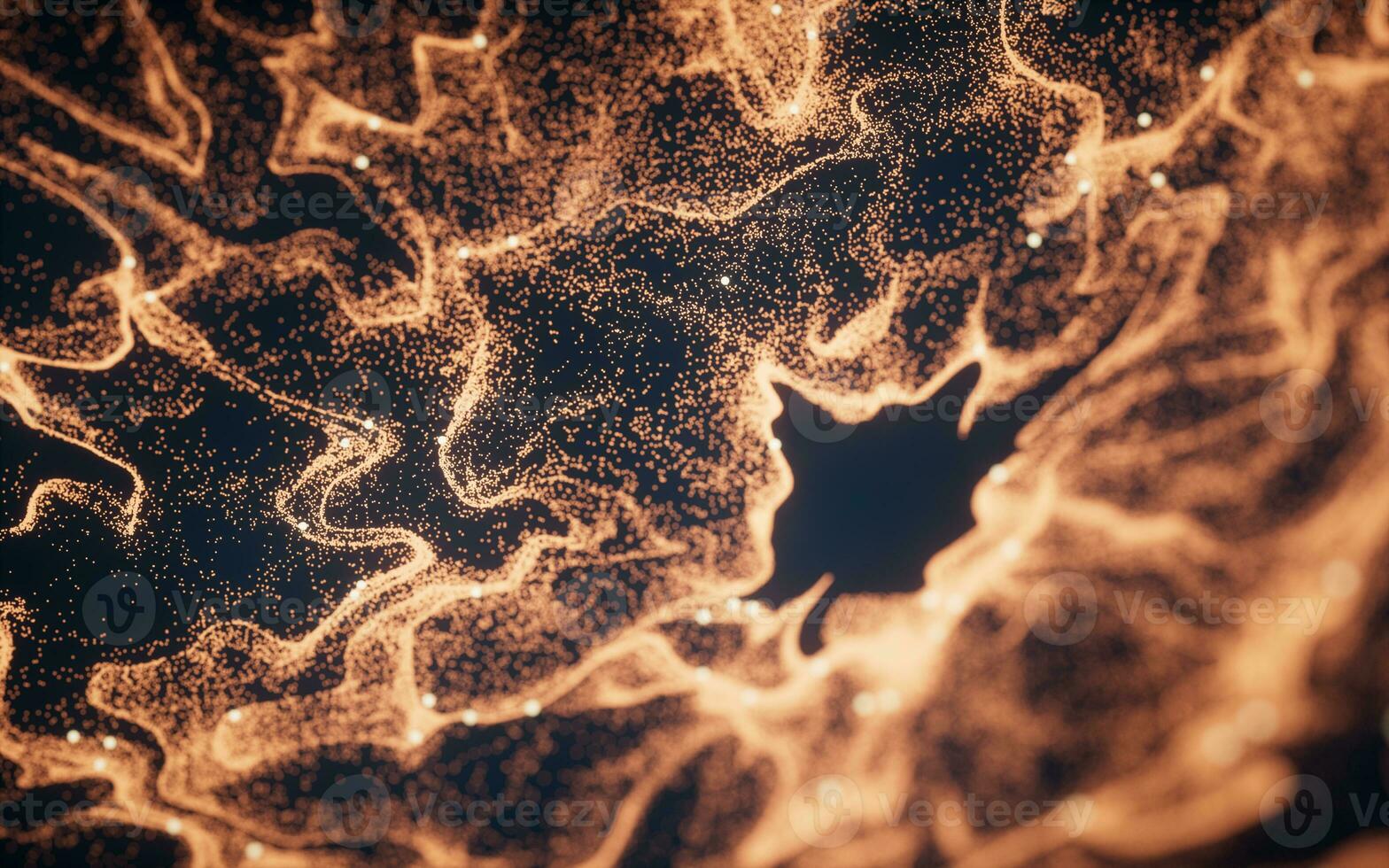 Abstract particles with wave pattern, 3d rendering. photo