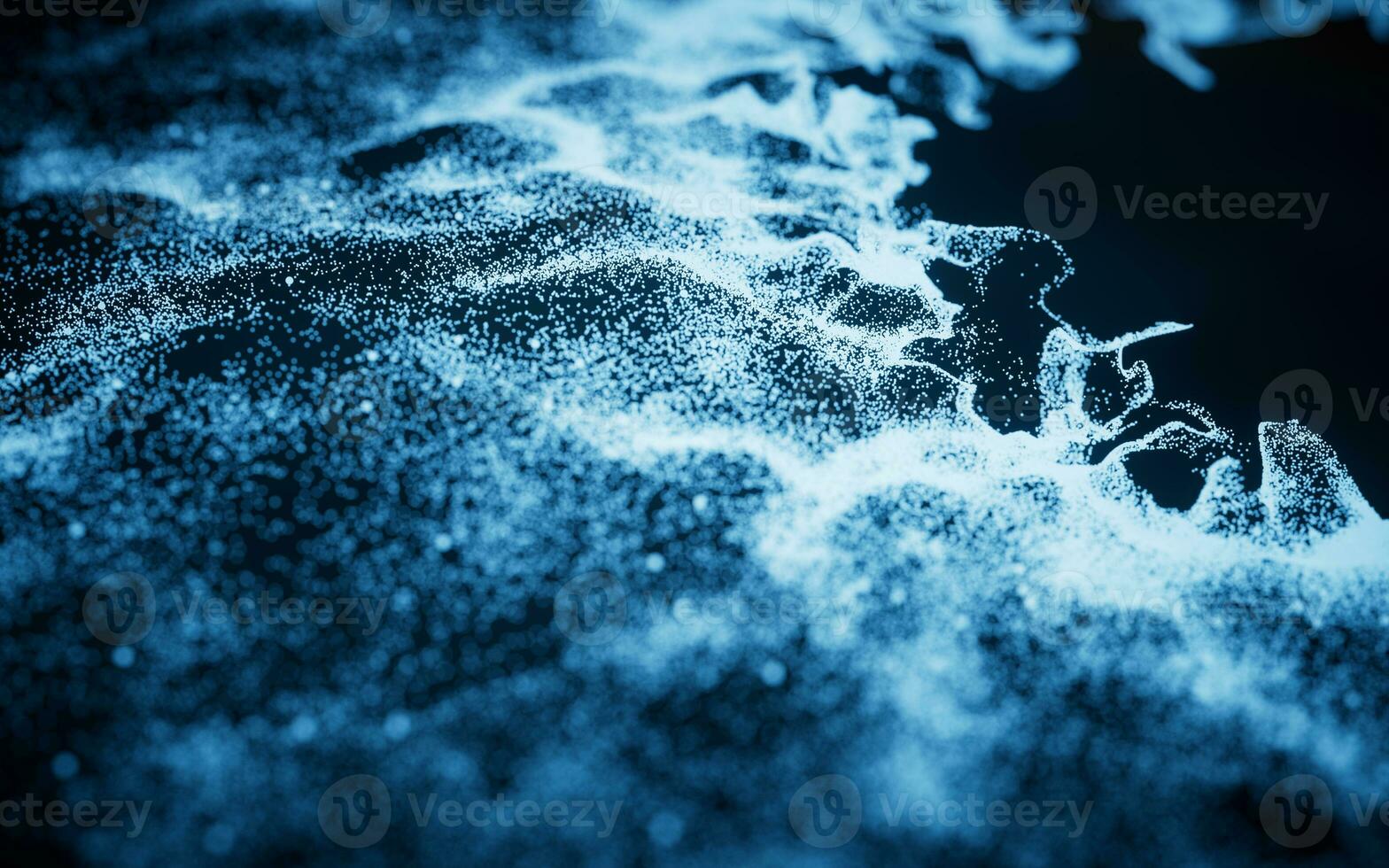 Abstract particles with wave pattern, 3d rendering. photo