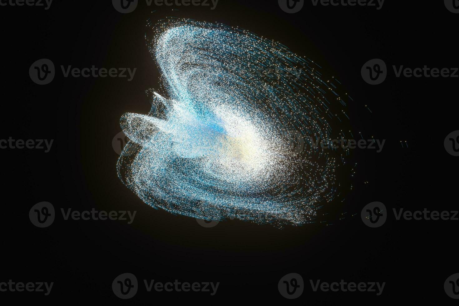 Glowing shiny sparkles with black background, 3d rendering. photo