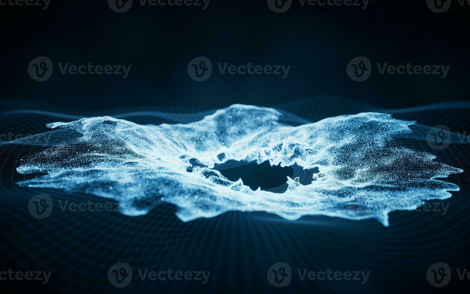 Abstract particles with wave pattern, 3d rendering. photo