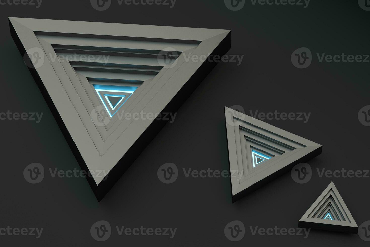 Polished triangle metal frame, 3d rendering. photo