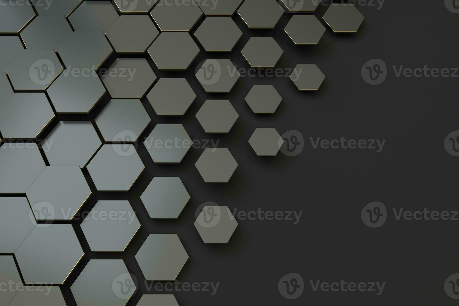 Dark hexagon pattern background, 3d rendering. photo