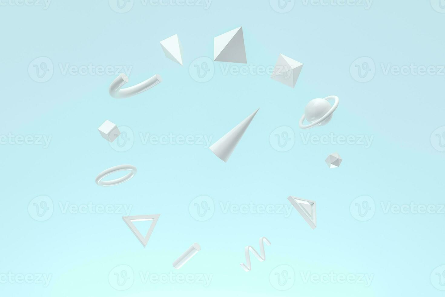 Floating geometries, creative background, 3d rendering. photo