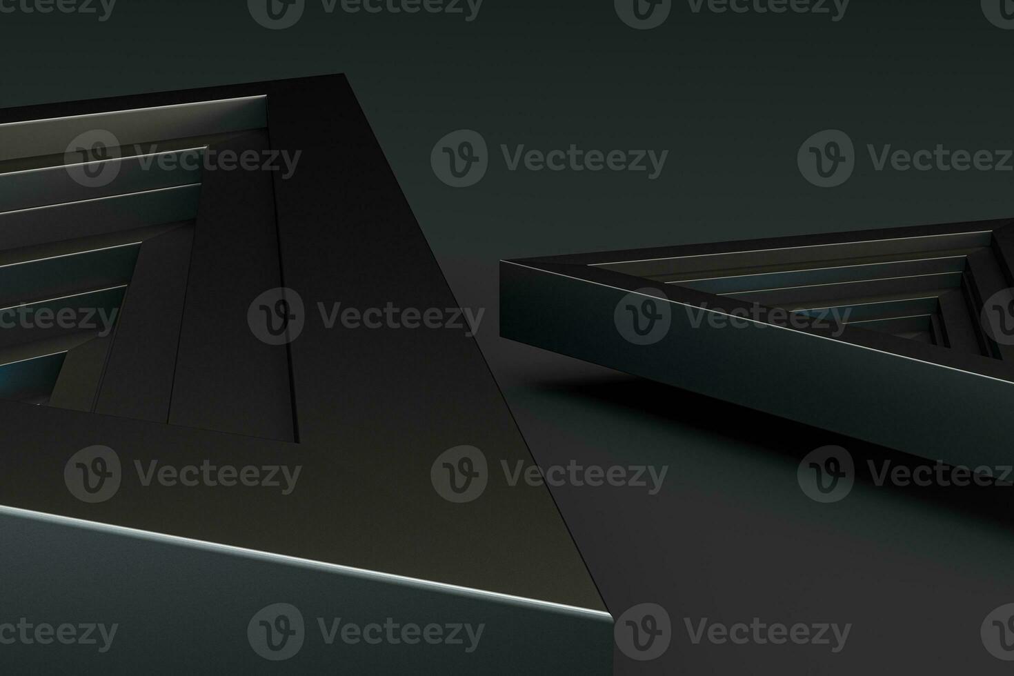 Polished triangle metal frame, 3d rendering. photo