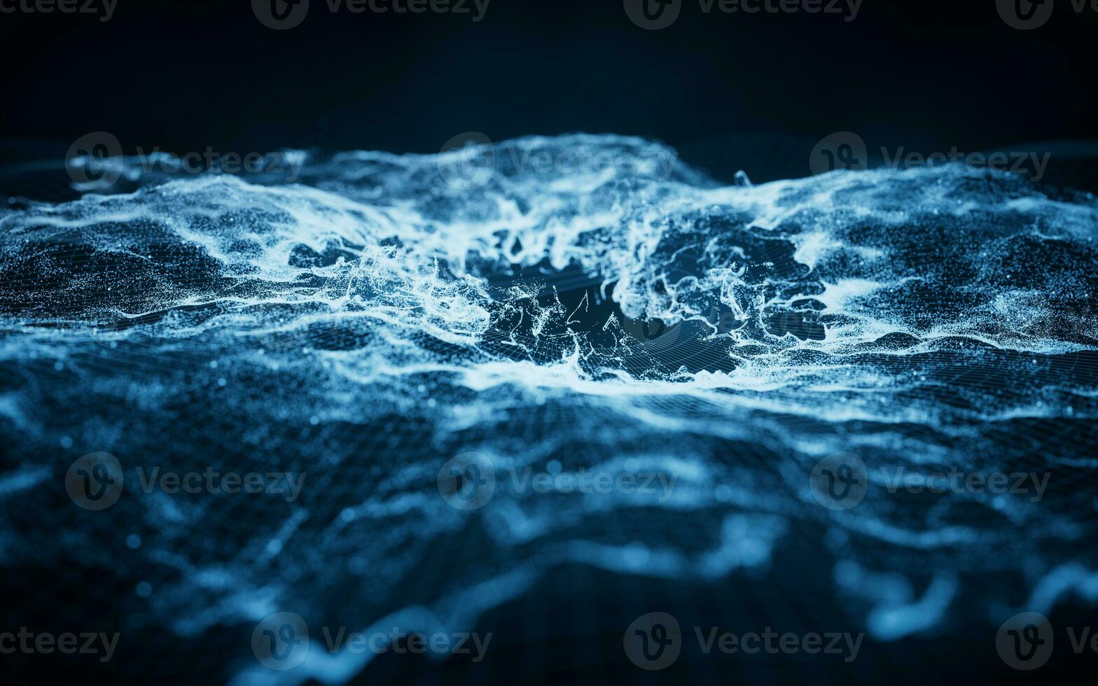 Abstract particles with wave pattern, 3d rendering. photo