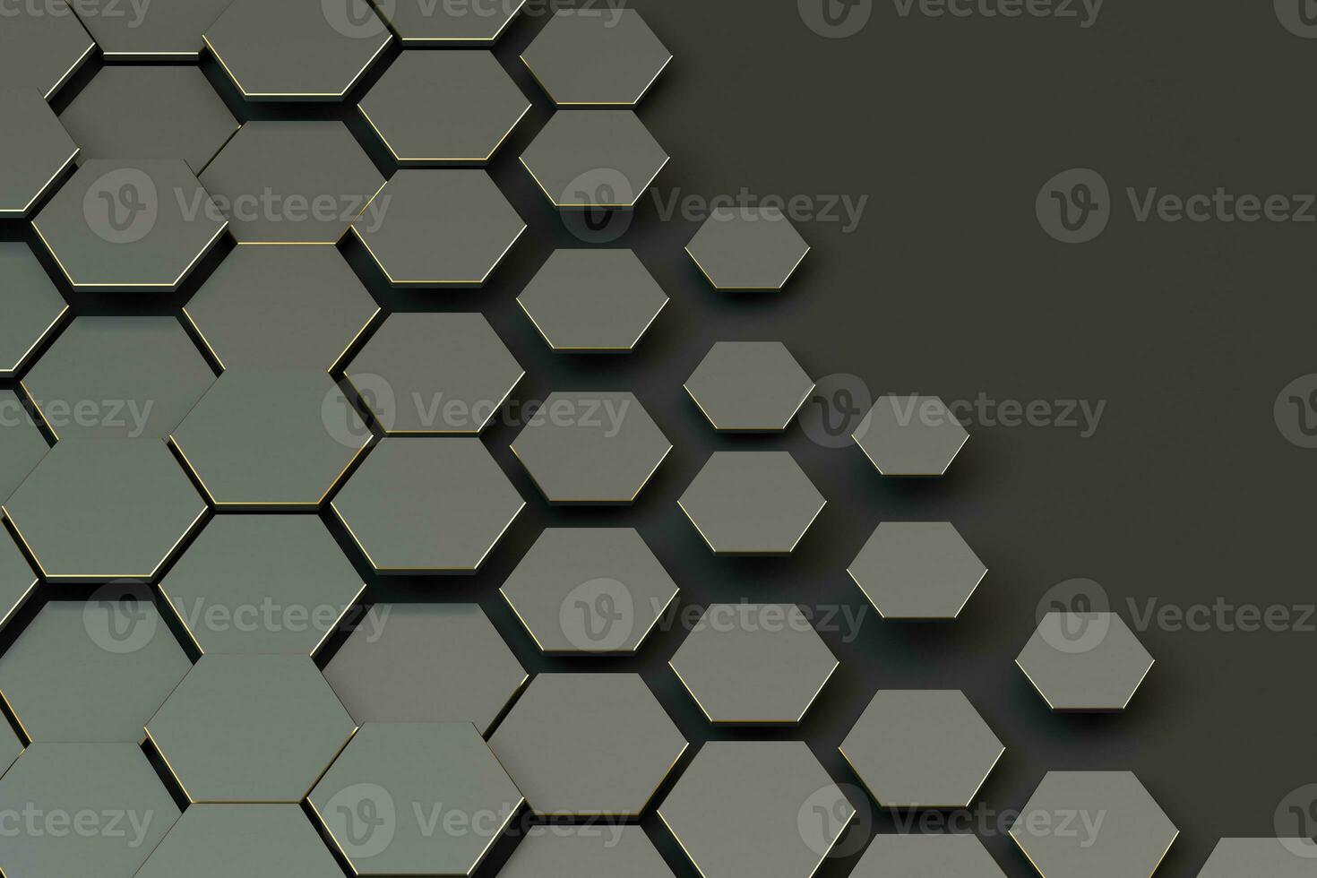 Dark hexagon pattern background, 3d rendering. photo