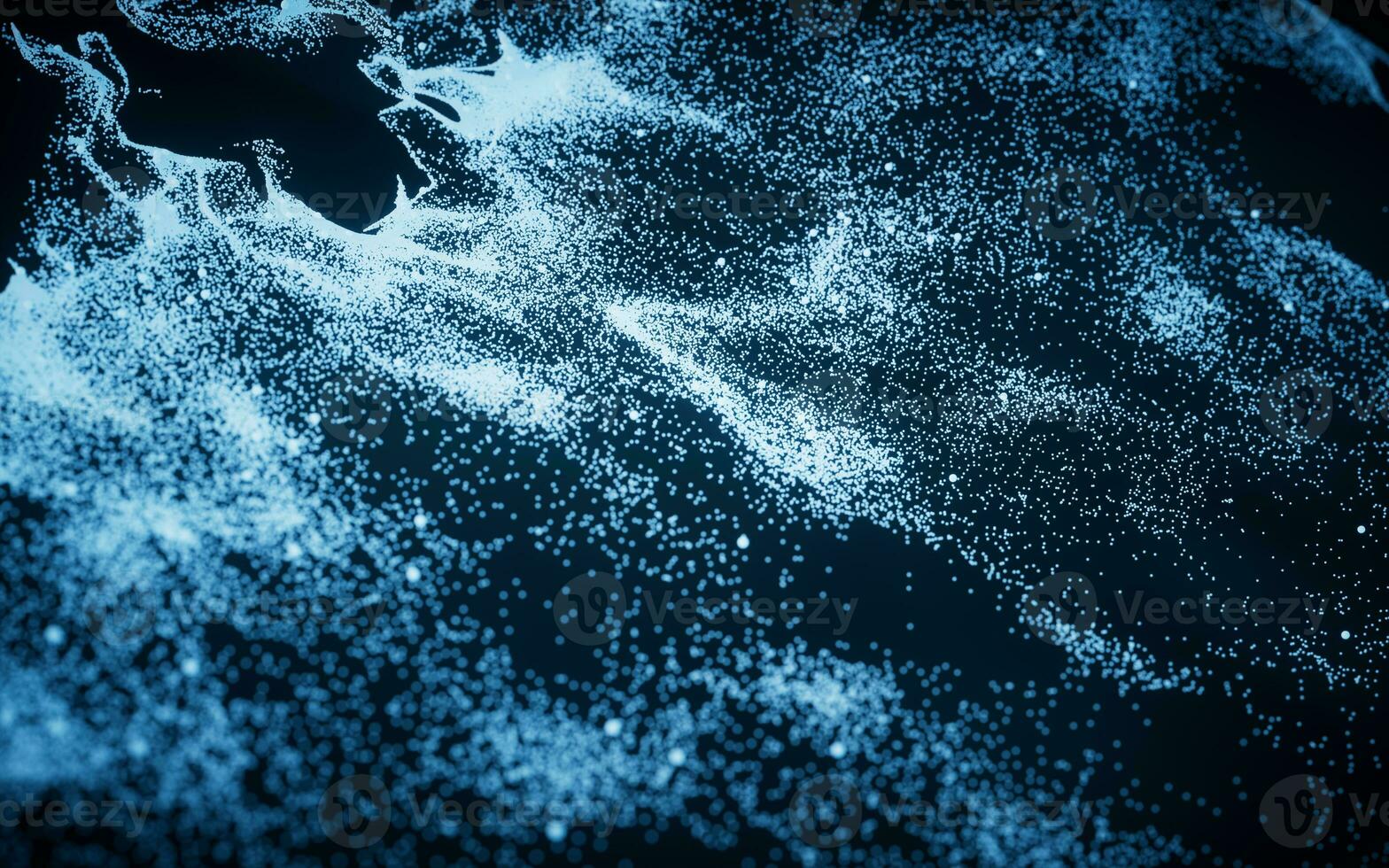 Abstract particles with wave pattern, 3d rendering. photo