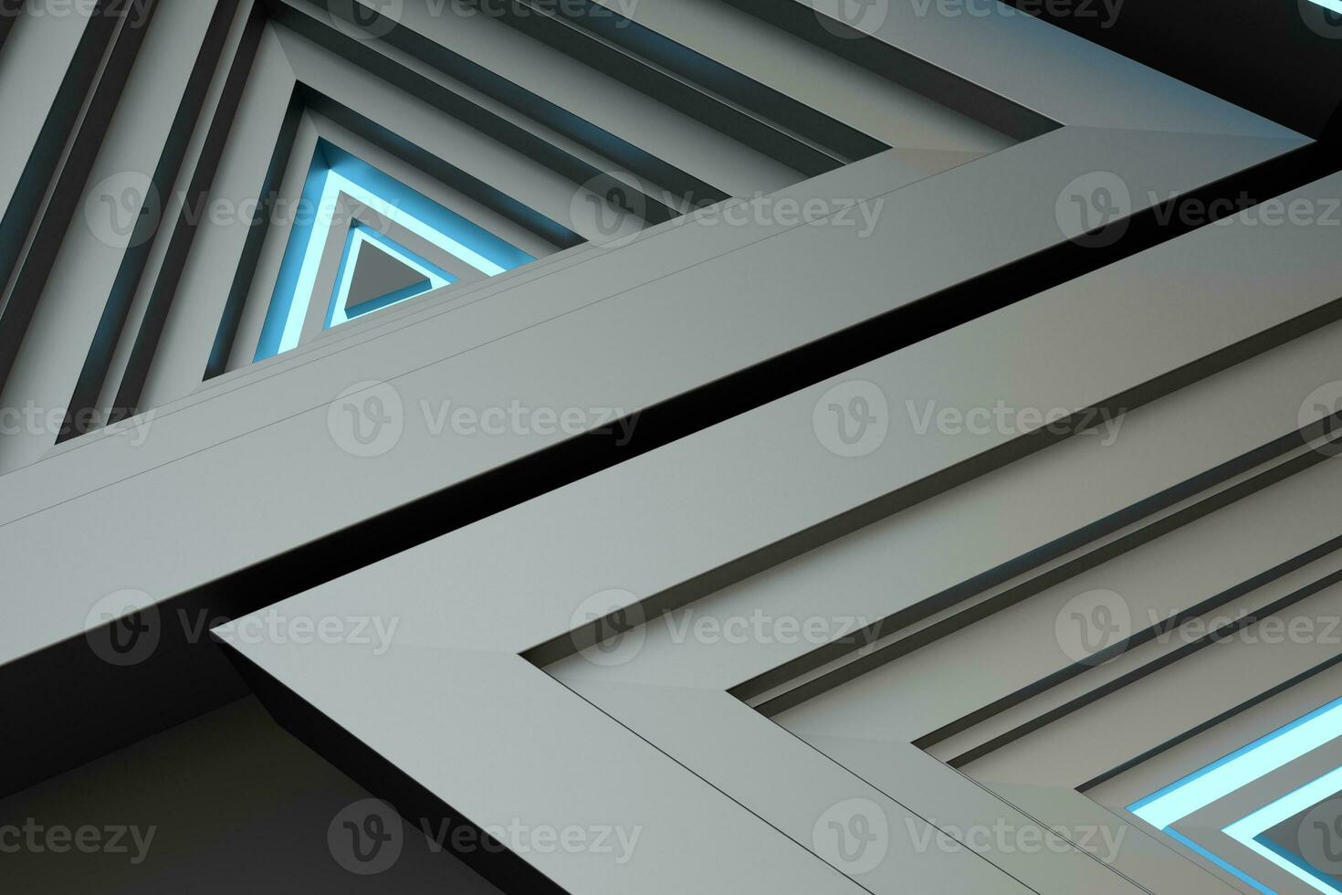 Polished triangle metal frame, 3d rendering. photo