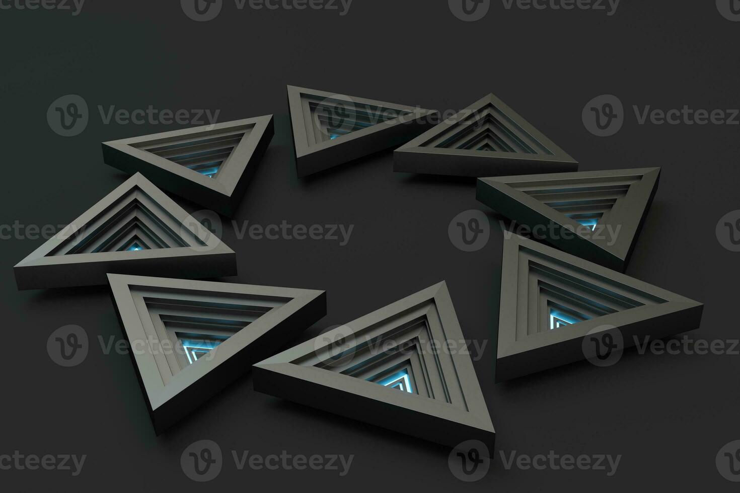 Polished triangle metal frame, 3d rendering. photo